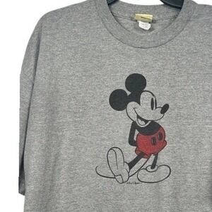 Disney Mickey & Co Mens Mickey Mouse Graphic Tee Heather Gray 2XL Cotton Retro